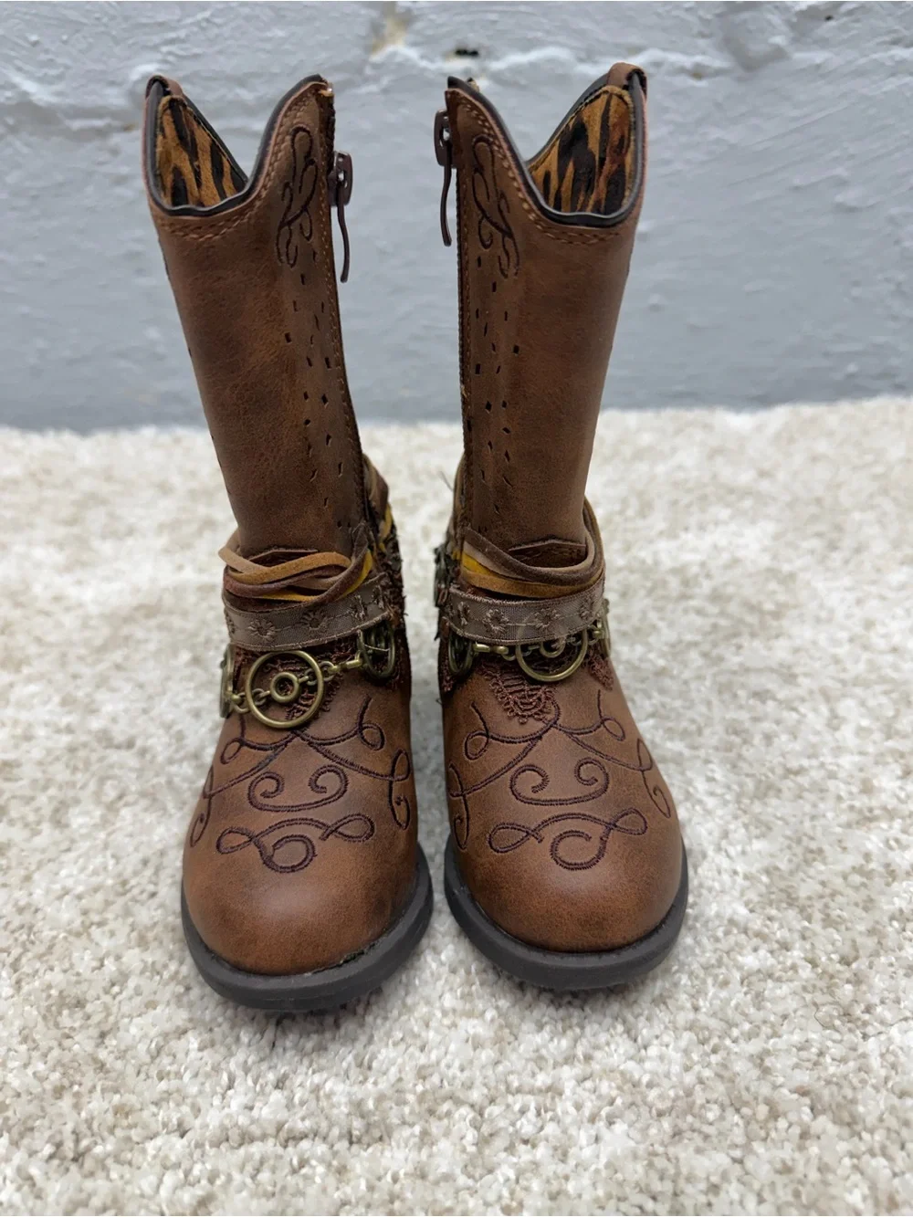 Rodeo Ropers Baby Girls Embroidered Decorative Ankle Strap Boots Size 5